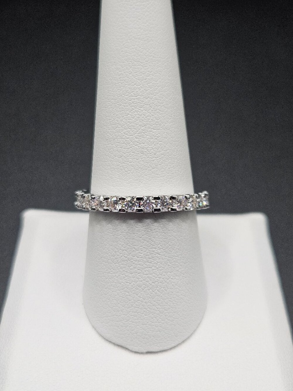 1.0 CTW Moissanite Eternity Band Ring Size 9 925 Sterling Silver GRA Certified